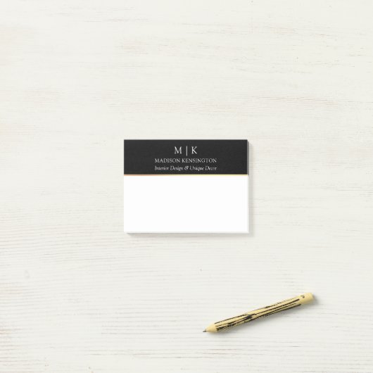 Monogram of voeg Logo Business Gold Black toe Post-it® Notes (Op bureau)