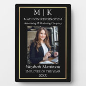 Monogram of voeg Logo Business Gold Employee Desk Fotoplaat (voorkant)