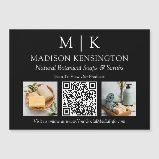 Monogram of voeg Logo Business Photo QR Code Magne (Voorkant)