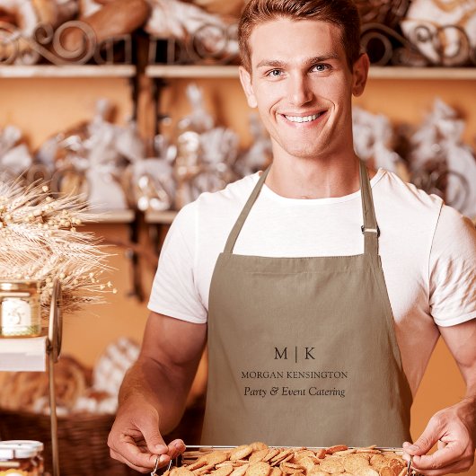 Monogram of voeg Logo Business Pocket Khaki toe Lang Schort