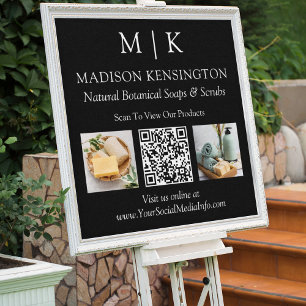 Monogram of voeg Logo Business QR 2 Foto's zwart t Poster