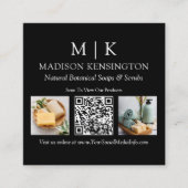 Monogram of voeg Logo Business QR Code 2 Foto toe Vierkante Visitekaartje (Voorkant)