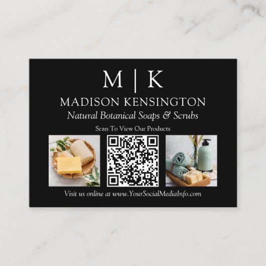 Monogram of voeg Logo Business QR Code 2 Foto toe Visitekaartje (Voorkant)