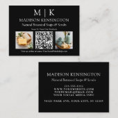 Monogram of voeg Logo Business QR Code 2 Foto toe Visitekaartje (Voorkant / Achterkant)