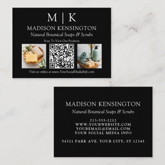 Monogram of voeg Logo Business QR Code 2 Foto toe Visitekaartje