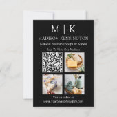 Monogram of voeg Logo Business QR Code 3 Foto toe Kaart (Voorkant)