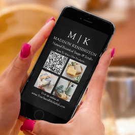 Monogram of voeg Logo Business QR Code 3 Foto toe Kaart