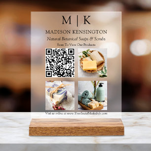 Monogram of voeg Logo Business QR Code 3 Foto's to Acryl Bord