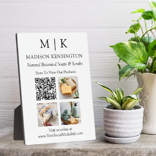 Monogram of voeg Logo Business QR Code 3 Foto's to Fotoplaat