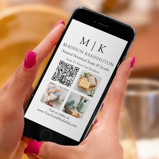 Monogram of voeg Logo Business QR Code 3 Foto's to Kaart