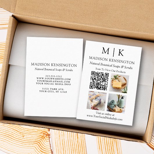 Monogram of voeg Logo Business QR Code 3 Foto's to Visitekaartje