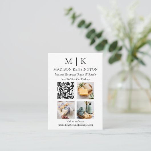 Monogram of voeg Logo Business QR Code 3 Foto's to Visitekaartje (Staand voorkant)