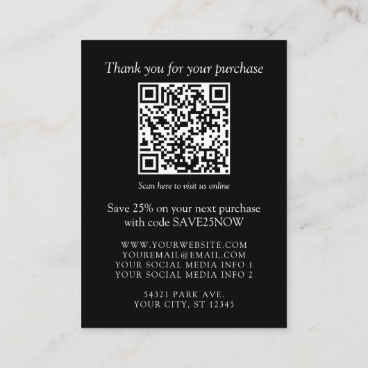 Monogram of voeg Logo Business QR Code 4 Foto toe Informatiekaartje (Achterkant)