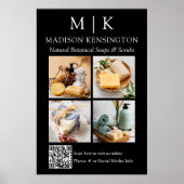 Monogram of voeg Logo Business QR Code 4 Foto toe Poster (Voorkant)