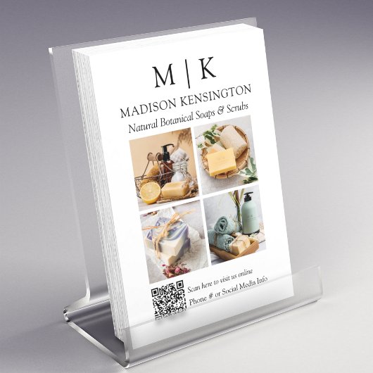 Monogram of voeg Logo Business QR Code 4 Foto's to Flyer