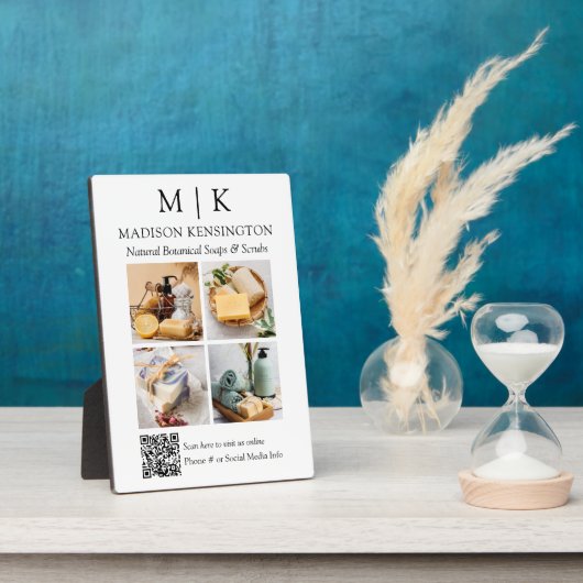 Monogram of voeg Logo Business QR Code 4 Foto's to Fotoplaat (Zijkant)