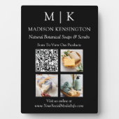 Monogram of voeg Logo Business QR Code Black Foto  Fotoplaat (voorkant)