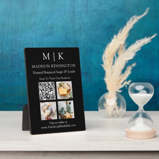 Monogram of voeg Logo Business QR Code Black Foto  Fotoplaat (Zijkant)