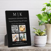 Monogram of voeg Logo Business QR Code Black Foto  Fotoplaat