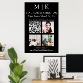 Monogram of voeg Logo Business QR Code Black Foto  Poster (Thuiskantoor)