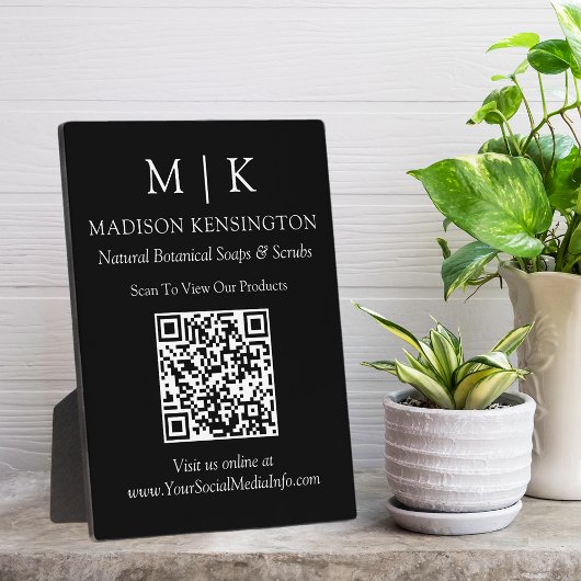 Monogram of voeg Logo Business QR Code Black toe Fotoplaat