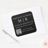Monogram of voeg Logo Business QR Code Black toe Vierkante Sticker (Envelop)