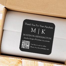 Monogram of voeg Logo Business QR Code Black toe Vierkante Sticker
