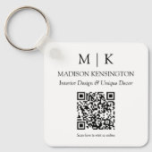 Monogram of voeg Logo Business QR Code Square toe Sleutelhanger (Voorkant)