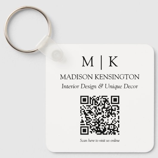 Monogram of voeg Logo Business QR Code Square toe Sleutelhanger (Voorkant)