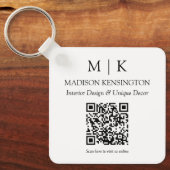 Monogram of voeg Logo Business QR Code Square toe Sleutelhanger (Voorkant)