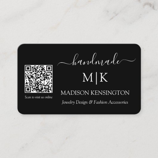 Monogram of voeg Logo Handgemaakte BedrijfsQR Kaar Visitekaartje (Voorkant)