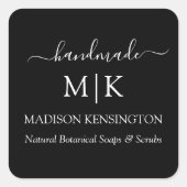 Monogram of voeg Logo Handgemaakte Kleine Ondernem Vierkante Sticker (Voorkant)