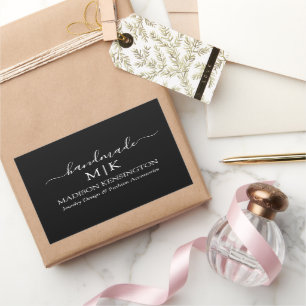 Monogram of voeg Logo Handmade Business Black toe Rechthoekige Sticker