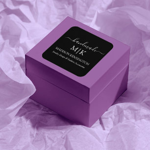 Monogram of voeg Logo Handmade Business Black toe Vierkante Sticker