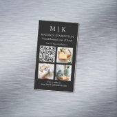 Monogram of voeg Logo QR Code 3 Foto toe Magnetisch Visitekaartje (Voorbeeld)