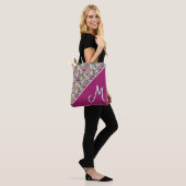 Monogram offset Boroque bloempatroon Tote Bag (Op model)