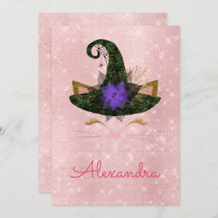 Monogram Oktober Sparkle Kat Verjaardag Kaart