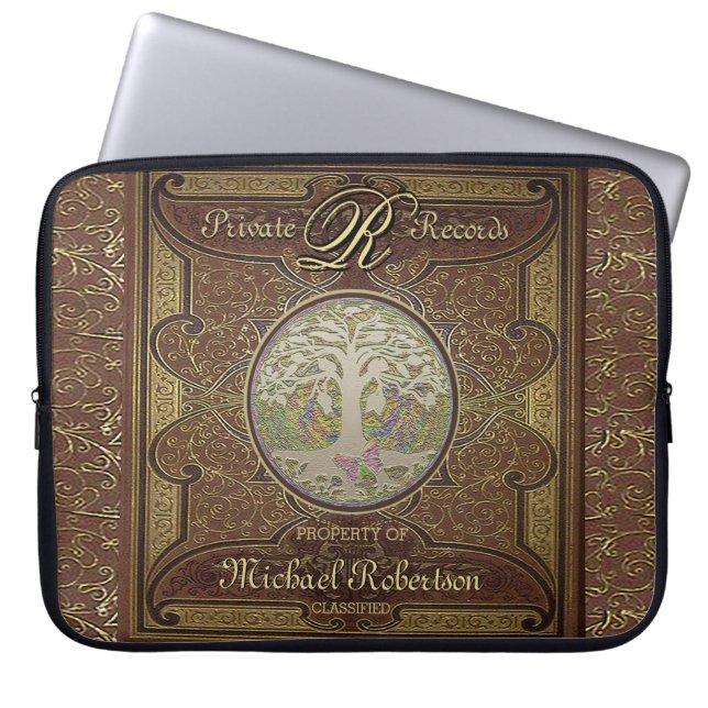 Monogram Old Leather Book Kijk uit Laptop Sleeve (Voorkant)