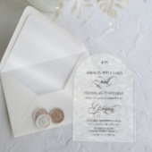 Monogram Old Money Zwart-wit Bruiloft Acryl Uitnodigingen