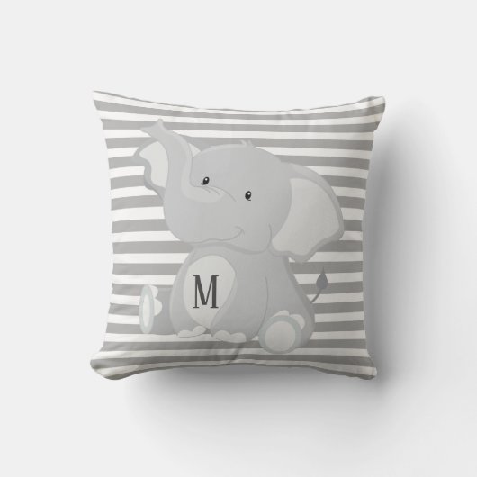 Monogram olifant en Stripes Kussen (Voorkant)