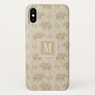 Monogram   Olifant Khaki Caravan Patroon iPhone X Hoesje