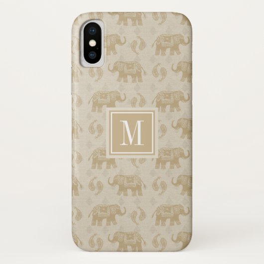 Monogram | Olifant Khaki Caravan Patroon Case-Mate iPhone Case (Achterkant)