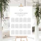 Monogram Olijfblad Bruiloft 15 Tafel Zitgrafiek Poster