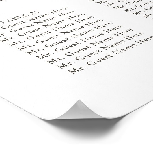 Monogram Olijfblad Bruiloft 30 Tafel Zitgrafiek Poster (Hoek)