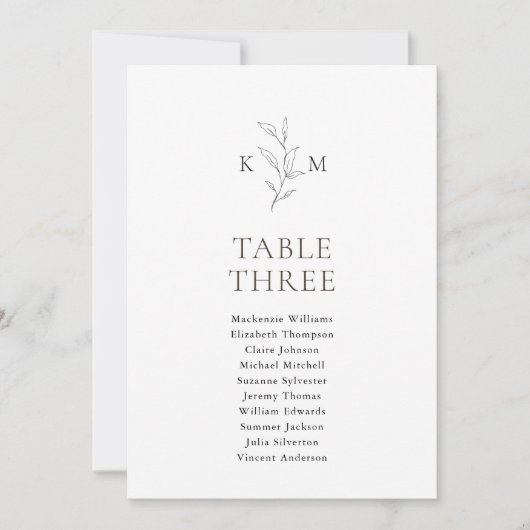 Monogram Olijfblad Tafel Zitkaarten Kaart (Voorkant)