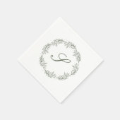 Monogram Olijfgroene Krans Classic Script Wedding Servet (Hoek)