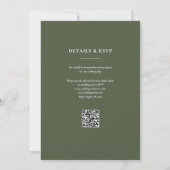 Monogram Olijfgroene QR Code Trouwkaart Kaart (Achterkant)