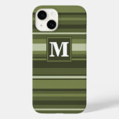 Monogram olijfgroene strepen Case-Mate iPhone case (Achterkant)