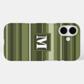 Monogram olijfgroene strepen Case-Mate iPhone case (Achterkant (horizontaal))