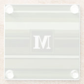 Monogram olijfgroene strepen glazen onderzetter (Achterkant)